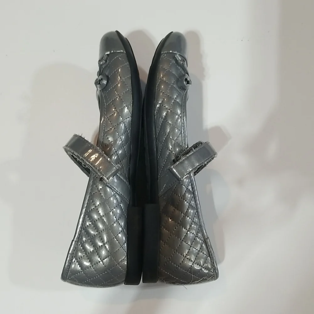 GEOX RESPIRA Plie Mary Jane Gray Silver Quilted Flat